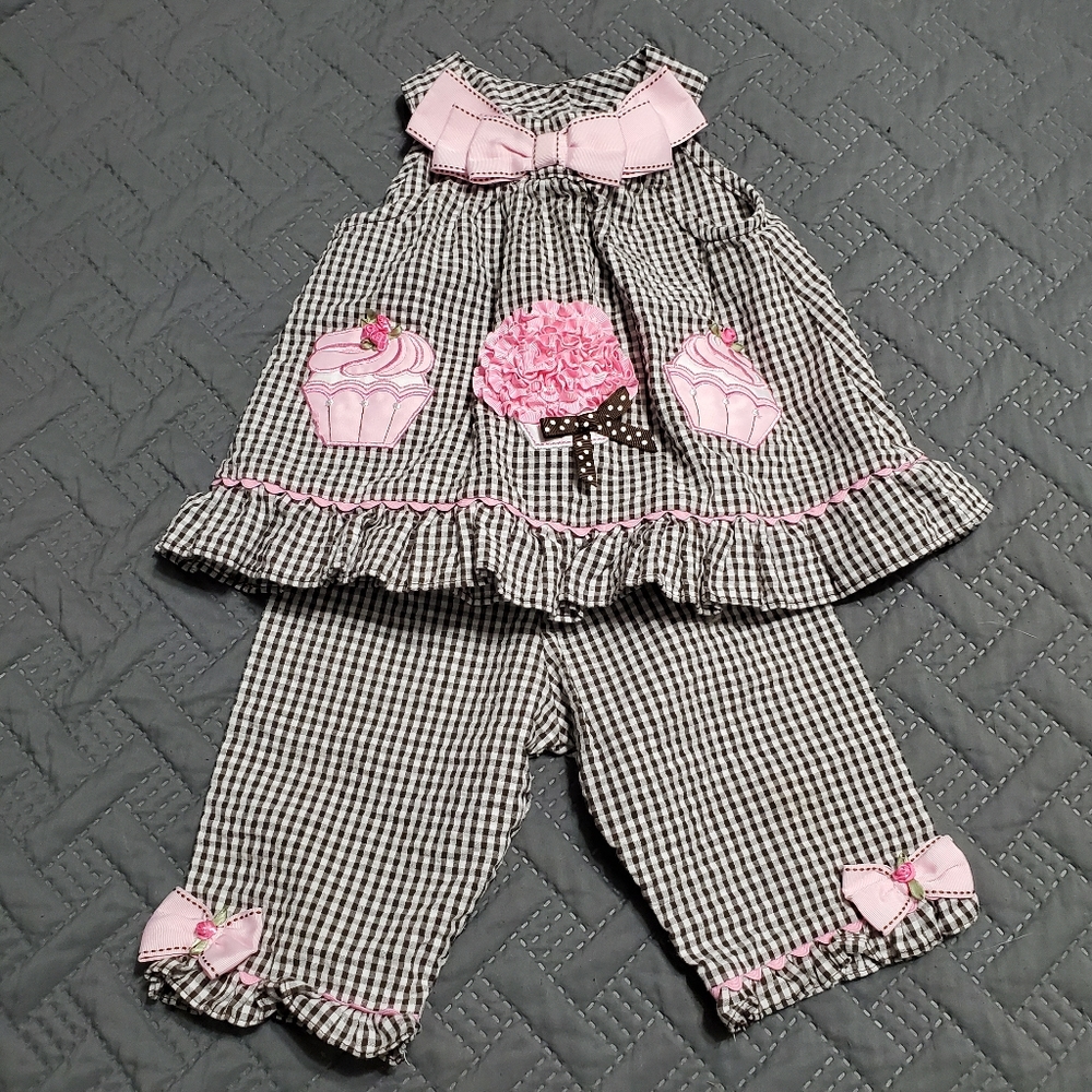 Rare Editions Seersucker Cupcake Summer Outfit